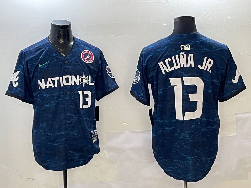 Men Atlanta Braves #13 Acuna jr Blue All star 2025 Nike MLB Jersey style 3